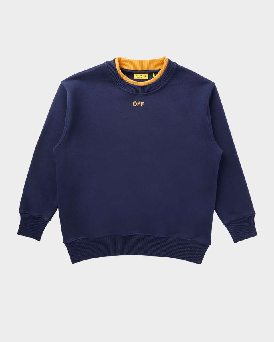 Boy's Off Stamp Logo Two-Tone Crewneck Sweatshirt, Size 4-